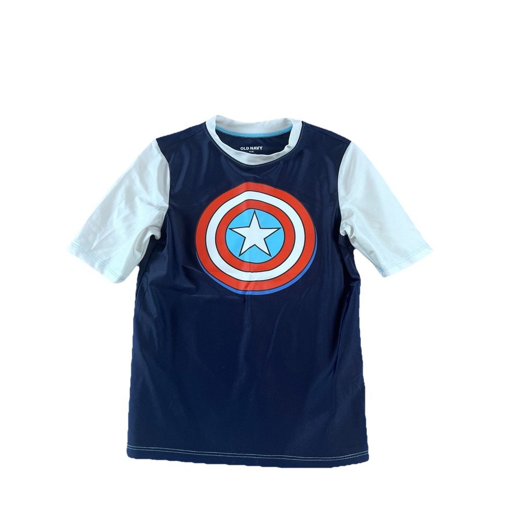 Marvel Symbol of‎ Captain America Rash Guard Swim Shirt size M.